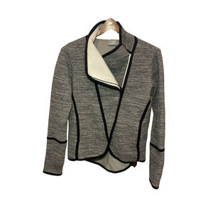 New Balance Womens size Small jacket Grey with Black trim Asymmetrical zip S